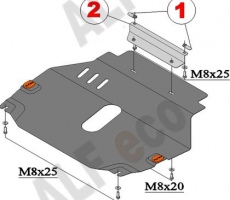 Защита алюминиевая Alfeco для картера и КПП Opel Mokka 2012-2021